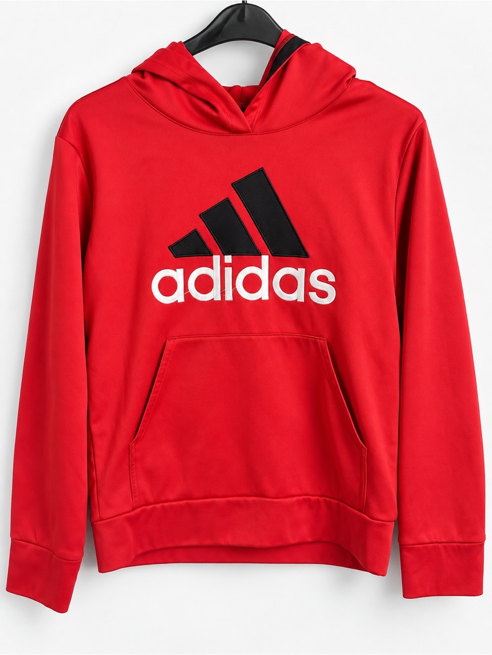 adidas Red Hoodie with Black & White Logo - Kids